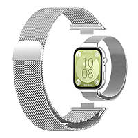 Магнітний ремінець Milanese Loop для Huawei Watch Fit 3 (Solo-B09s) | HMU | сріблястий