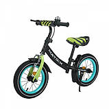 Дитячий біговел велобіг на надувних колесах 12 дюймів BALANCE TILLY 12 Matrix T-21259 Black Azure Чорно-бірюзовий, фото 2