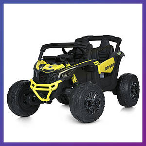 Дитячий електромобіль на акумуляторі двомісний Багі M 5099 з пультом р/у для дітей 3-8 років Жовтий