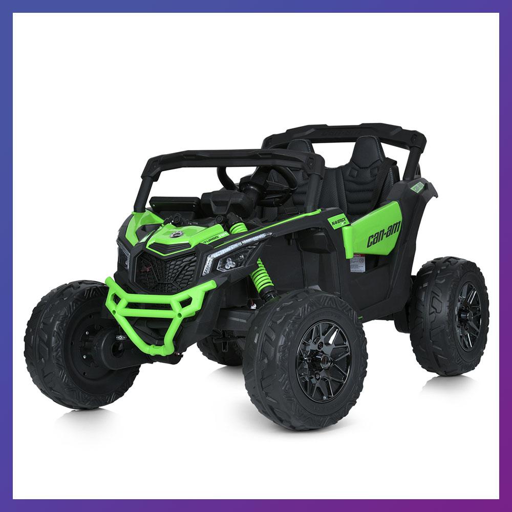 Дитячий електромобіль на акумуляторі двомісний Багі M 5099 з пультом р/у для дітей 3-8 років Зелений, фото 1