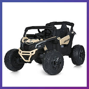 Дитячий електромобіль на акумуляторі двомісний Багі M 5099 з пультом р/у для дітей 3-8 років Бежевий