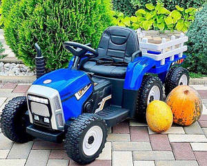 Дитячий електромобіль Трактор із причепом на радіокеруванні Bambi M 4479 Синій