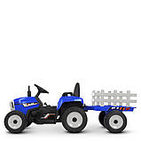 Дитячий електромобіль Трактор із причепом на радіокеруванні Bambi M 4479 Синій, фото 3