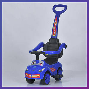 Дитяча каталка-толокар 2в1 Bambi Racer M 5763 з батьківською ручкою Синій