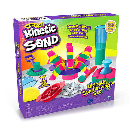 Набір піску для дитячої творчості - KINETIC SAND КОЛЬОРОВІ ПРИГОДИ (3 кольори, 907 g, аксес.), фото 1