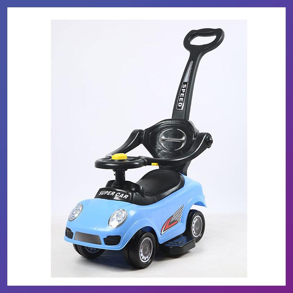 Дитяча каталка-толокар Porsche M 5784-4 з батьківською ручкою 2 в 1 Синій, фото 1