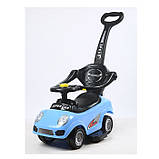 Дитяча каталка-толокар Porsche M 5784-4 з батьківською ручкою 2 в 1 Синій, фото 2