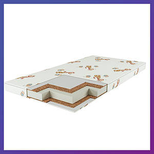 Матрац для дитячого ліжечка КПК (кокос поролон кокос) 7 см