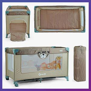 Дитячий ігровий манеж-ліжко прямокутний Toti T-07710 Коричневий