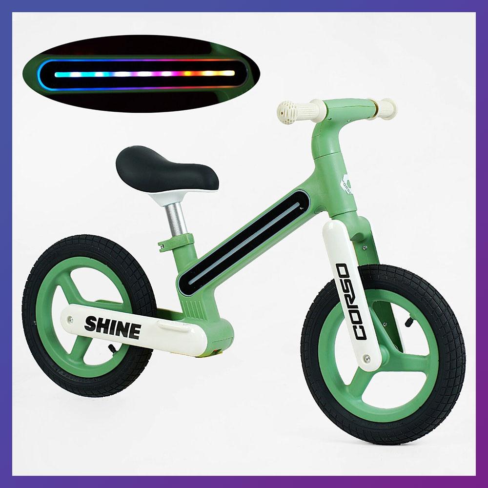 Дитячий біговел велобіг 12 дюймів на нейлоновій рамі Corso Shine JT-10078 Зелений, фото 1