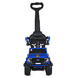 Дитяча каталка-толокар Ford M 5804 з батьківською ручкою 2 в 1 Синій, фото 3