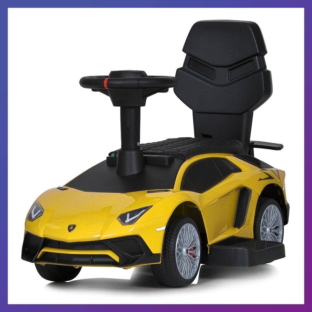 Дитяча толокар-електромобіль 2в1 Lamborghini M 5777 світлові та звукові ефекти Жовтий