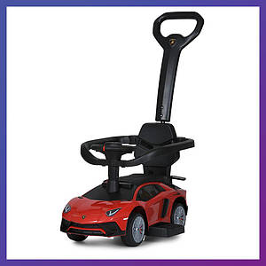 Дитяча каталка-толокар Lamborghini M 5777 з батьківською ручкою 2в1 Червоний