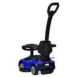 Дитяча каталка-толокар Lamborghini M 5777 з батьківською ручкою 2в1 Синій, фото 2