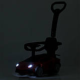 Дитяча каталка-толокар Lamborghini M 5777 з батьківською ручкою 2в1 Синій, фото 3