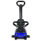 Дитяча каталка-толокар Lamborghini M 5777 з батьківською ручкою 2в1 Синій, фото 5