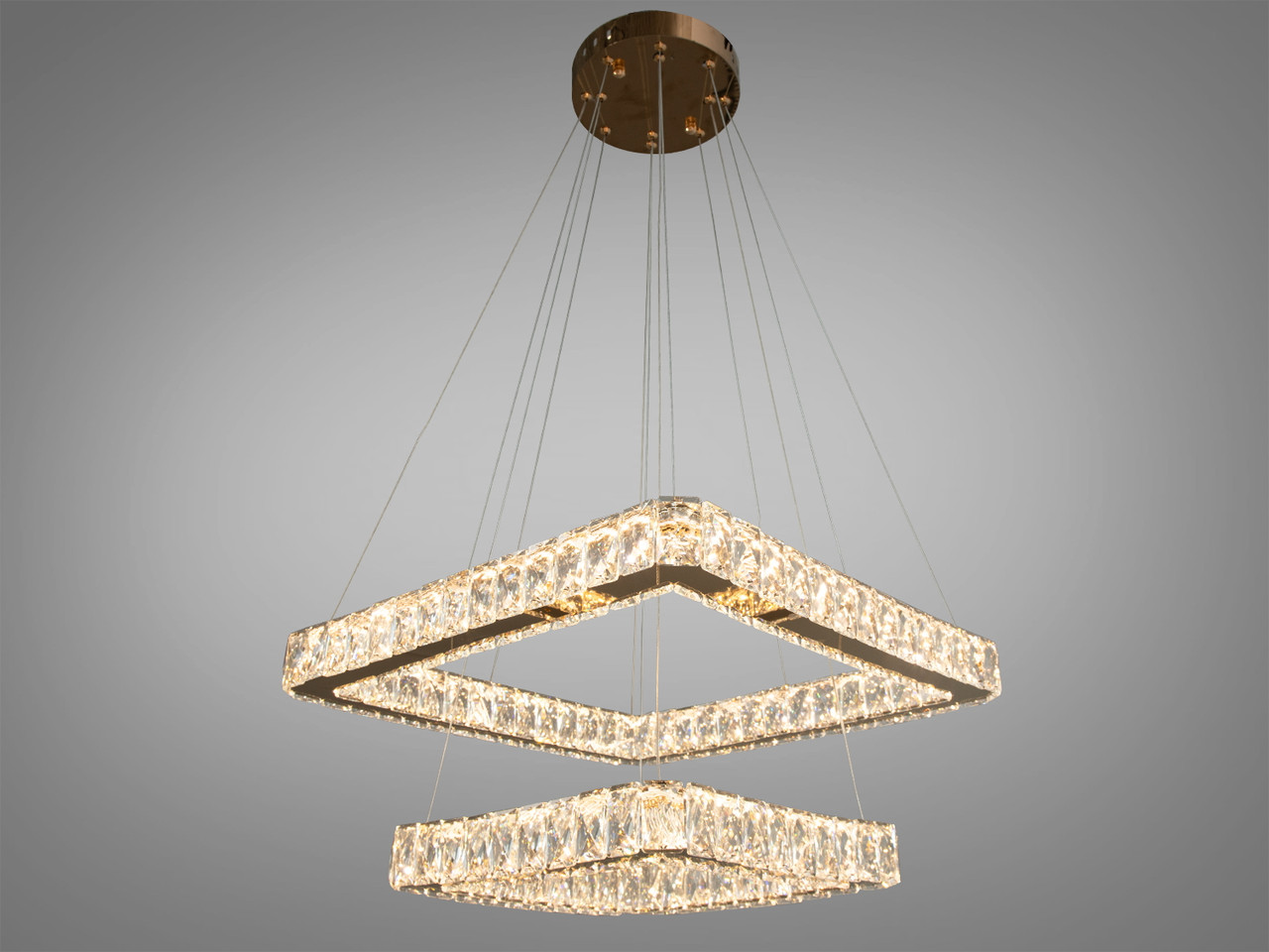 Підвісна кришталева квадратна люстра 7223-6A/500+340G, фото 1