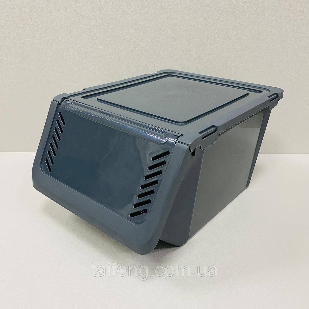 Контейнер-органайзер для зберігання овочів і речей 32,5*25,5*19 см Dunya Plastik 30318 сірий