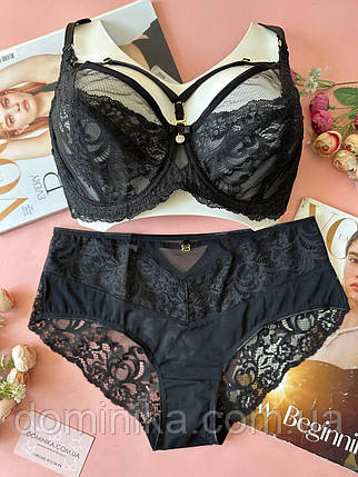 80/85/90/95/100E Жіноча чорна нижня білизна комплект на чашку E, фото 1