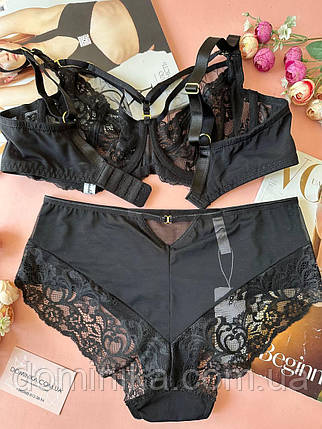 80/85/90/95/100E Жіноча чорна нижня білизна комплект на чашку E, фото 2