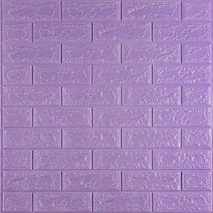 Декоративні 3д панелі для стін що миються Цегла 700х770х5мм Самоклеючі ПВХ 3 D панелі колір світло - фіолетова, фото 1