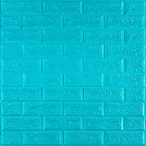 Декоративні 3д панелі для стін що миються Цегла 700х770х5мм Самоклеючі ПВХ 3 D панелі колір Бірюза