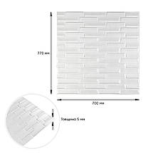 Декоративні 3д панелі для стін що миються кладка біла 700х770х5мм Самоклеючі 3 D панелі, фото 4