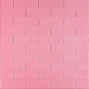 Декоративні 3д панелі для стін що миються Цегла 700х770х7мм Самоклеючі 3 D панелі колір Рожевий