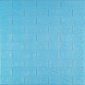 Декоративні 3д панелі для стін що миються Цегла 700х770х7мм Самоклеючі 3 D панелі колір Блакитний