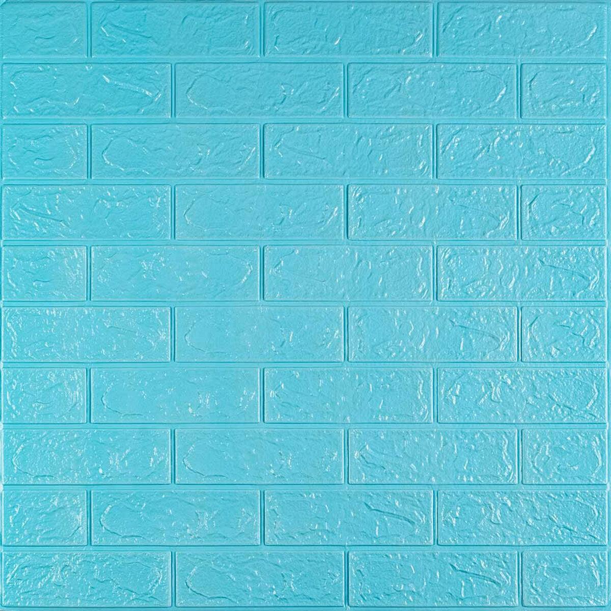 Декоративні 3д панелі для стін що миються Цегла 700х770х7мм Самоклеючі 3 D панелі колір Бірюза