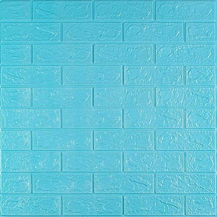 Декоративні 3д панелі для стін що миються Цегла 700х770х7мм Самоклеючі 3 D панелі колір Бірюза, фото 1