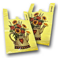 Пакети поліетиленові з малюнком тип майка розмір 38х60 "Чайник" Леомі 50 шт/уп.