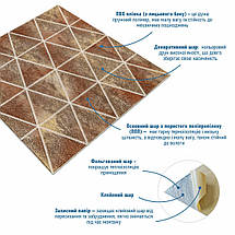 Панель стінова 3D 700х700х4мм ромби коричневі вінтаж (D) SW-00002007, фото 2