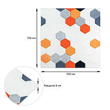 Панель стінова 3D 700х700х4мм мозаїка оранжева (D) SW-00002013, фото 5