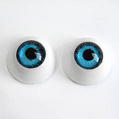 Очі для кукол круглі "живі", 16 мм, блакитні