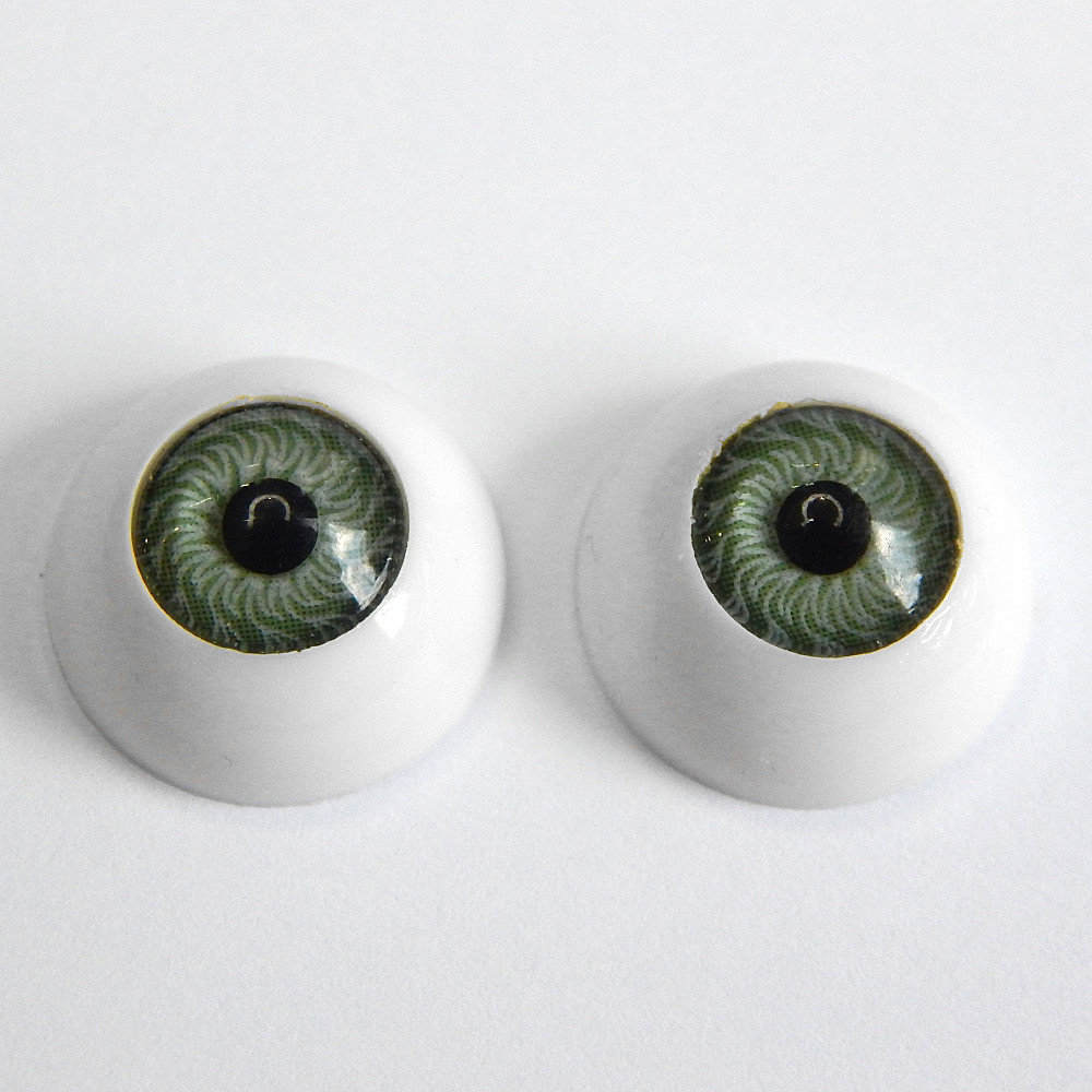 Очі для ляльок круглі "живі", 16 мм, зелені