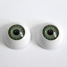 Очі для ляльок круглі "живі", 16 мм, зелені