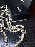 Довга підвіска з перлами з логотипом срібло та сережки-серця з логотипом, фото 7