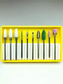 Набір фрез насадок для манікюру до фрезера (насадка, апаратний манікюр, нарощування, корекція нігтів)