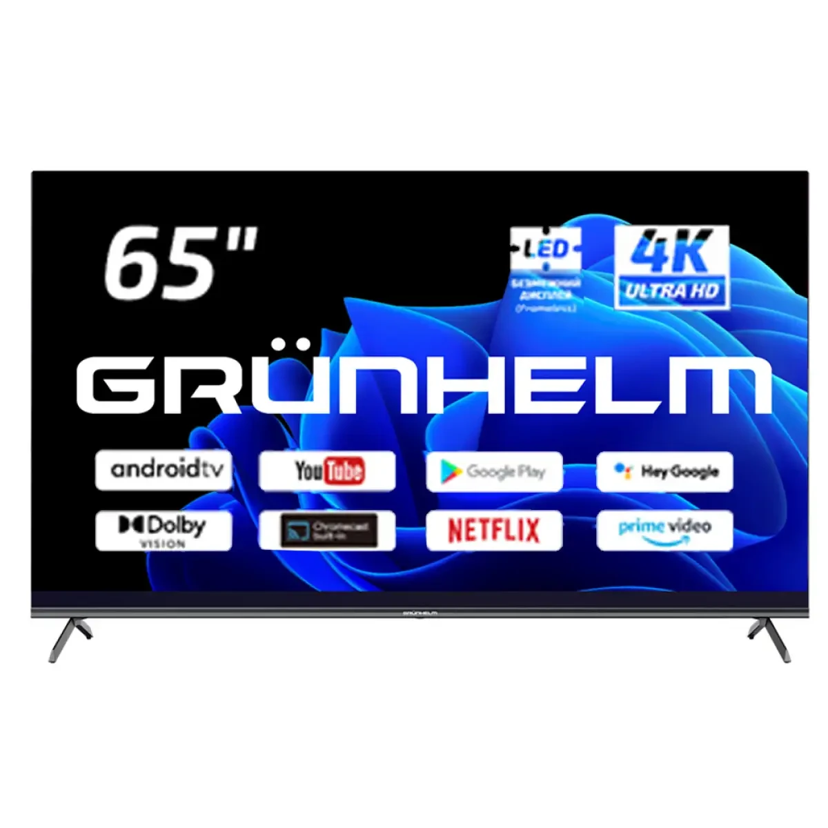Телевізор Grunhelm Q65U701-GA11V 65" Телевізор для вітальні Телевізор для спальні Телевізор з ютубом
