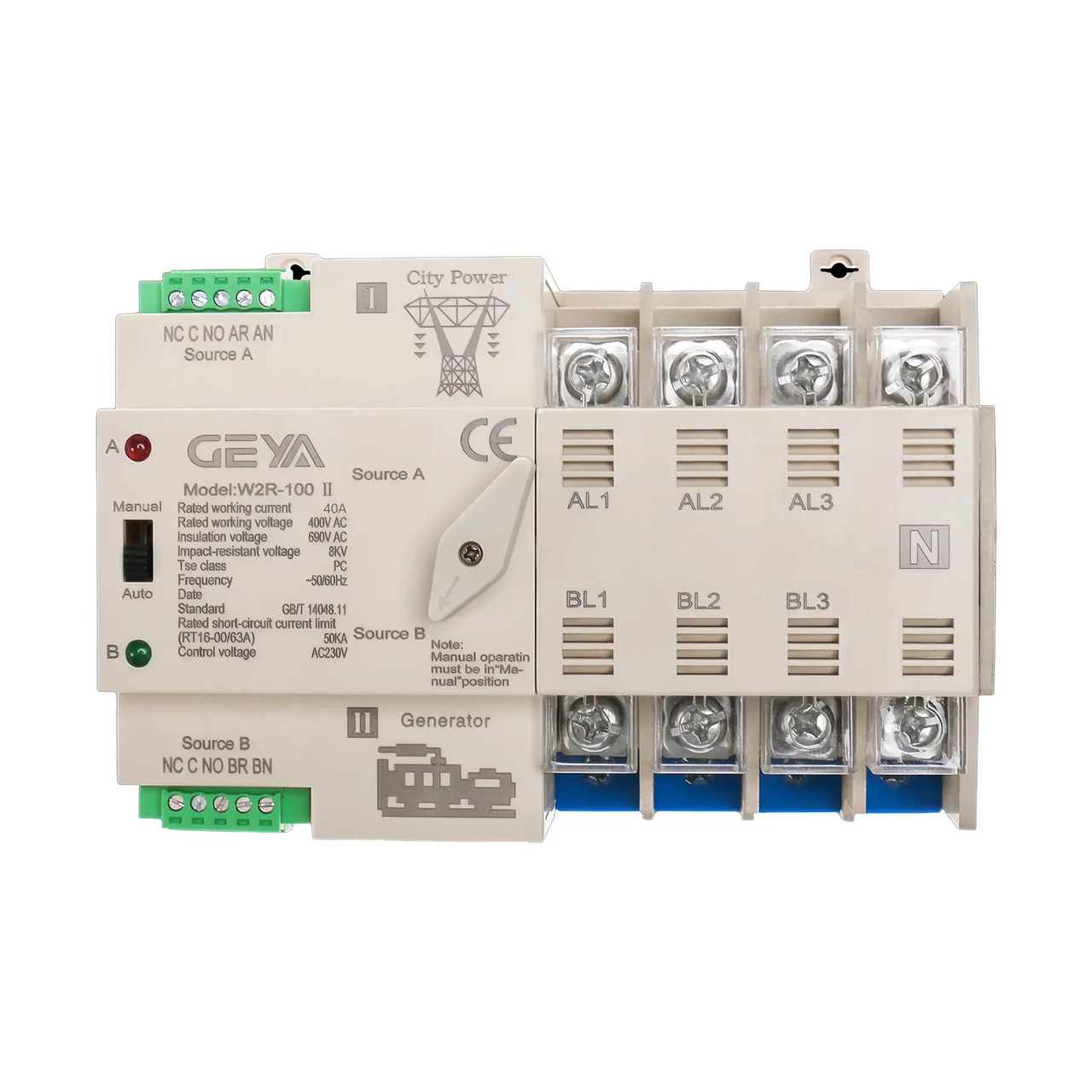 Купить Автомат ввода резерва GEYA 4-полюсный ATS W2R 4P 40A 220V ATS ...