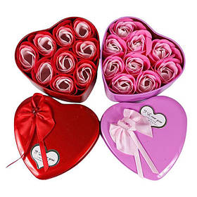 Набір подарунковий-"Троянди-9шт" з мила в коробці-серце 12*12*4,5см 868-2 KNZ