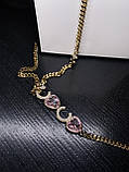 Сережки та ланцюжок з позолоти з рожевим камінням та перлами, фото 6