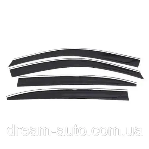 Дефлектори вікон Mercedes GLA 200, GLA220, GLA250 2015-2019 з хром молдингом, фото 1