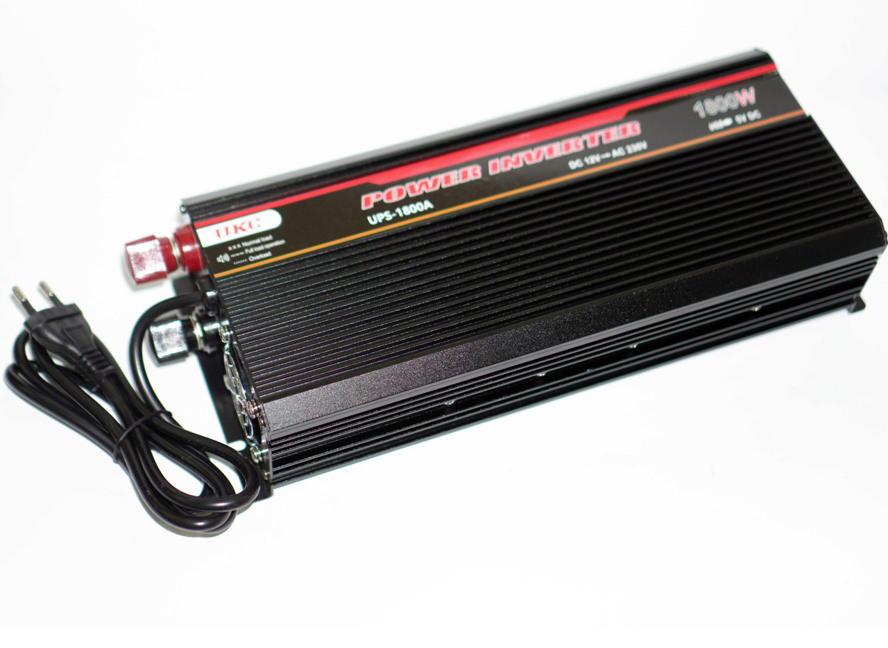 Інвертор UKC 1800W із зарядкою 12V220V Перетворювач, фото 1