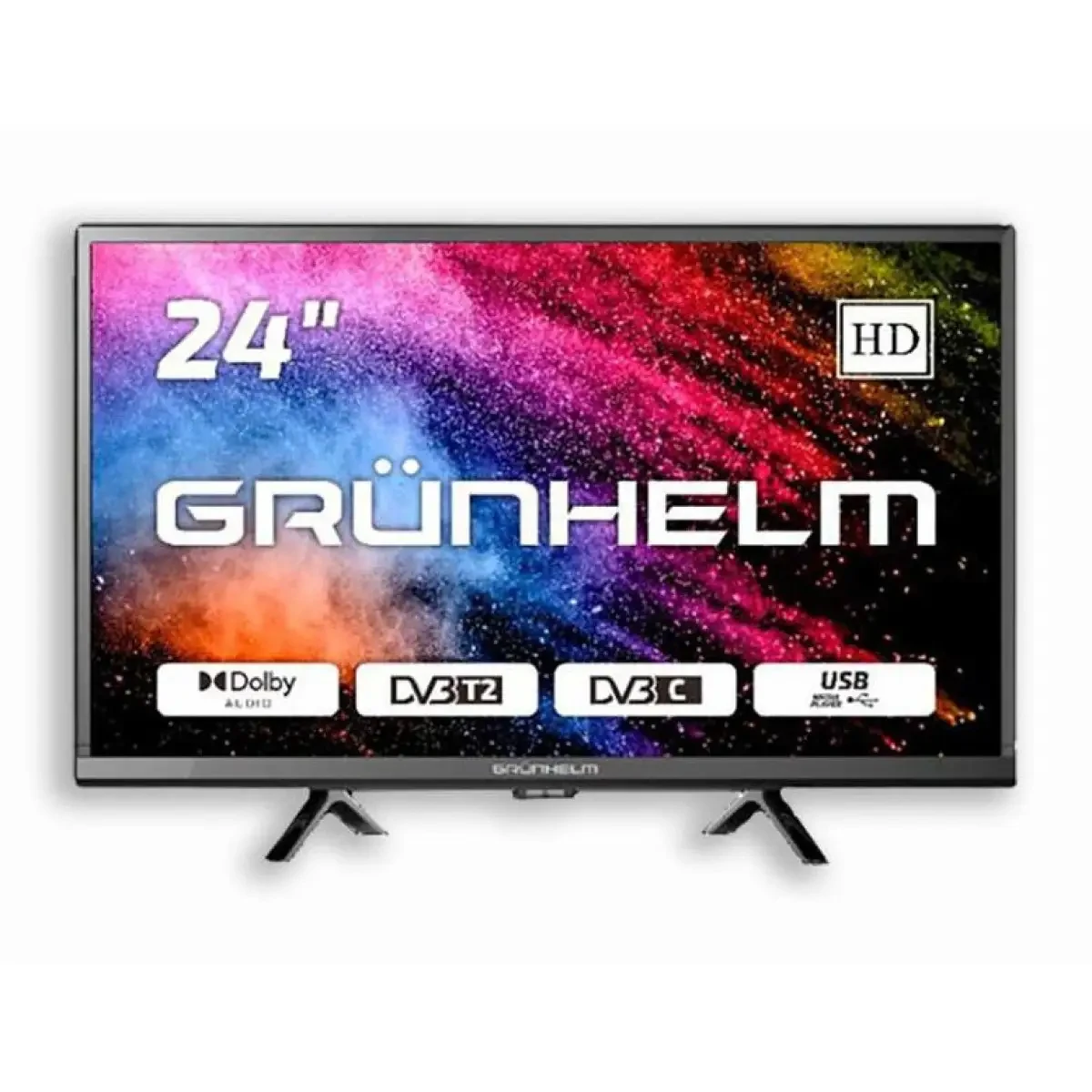 Телевізор Grunhelm 24H300-T2 24" LED TV T2 Телевізор для дачі Телевізор з USB Телевізор на ніжках