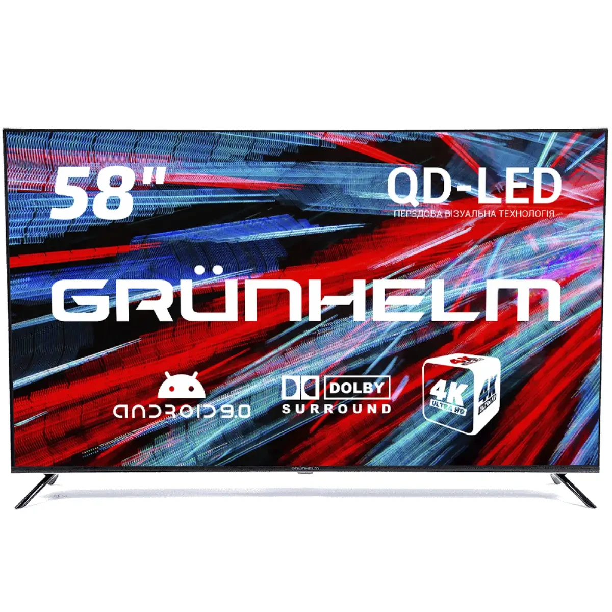 Телевізор Grunhelm GT9QUHD58FL 58" Телевізор з якісною матрицею Великий телевізор Розумний телевізор