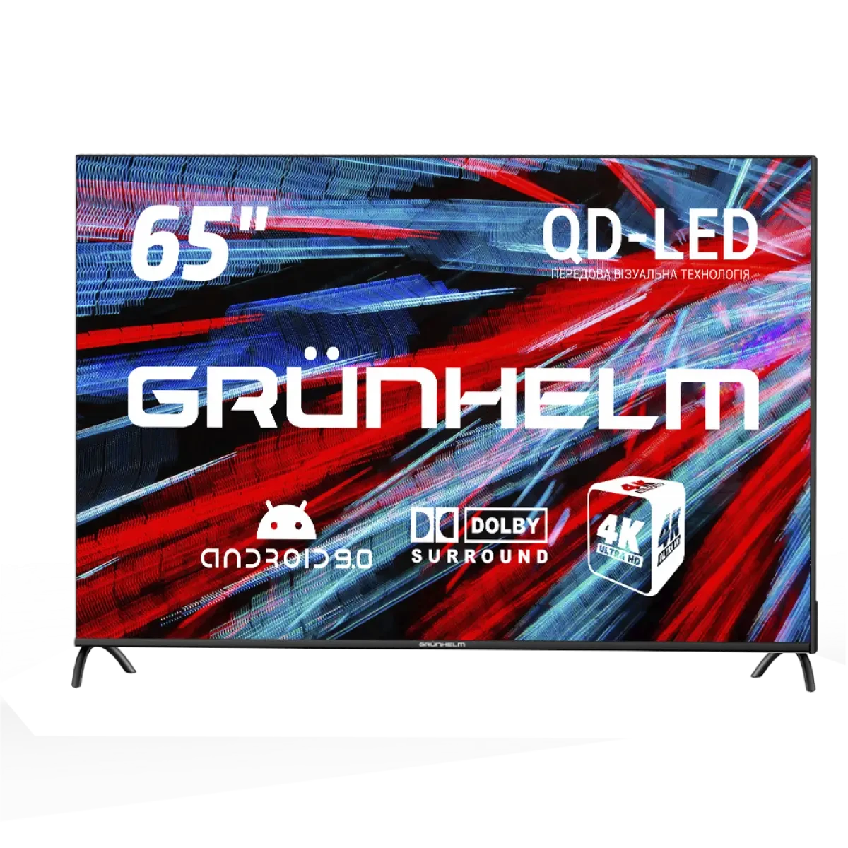Телевізор Grunhelm GT9QUHD65FL 65" Телевізор для спортивних трансляцій Телевізор 65 дюймів Плазма телевізор
