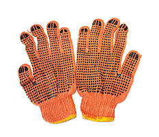 Рукавички ХБ помаранчеві з ПВХ крапкою. XL