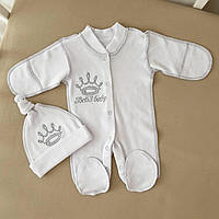 Чоловічок "BetiS baby" з.р. з шапочкою Білий Інтерлок арт.27684996  Зріст 46-30(р)